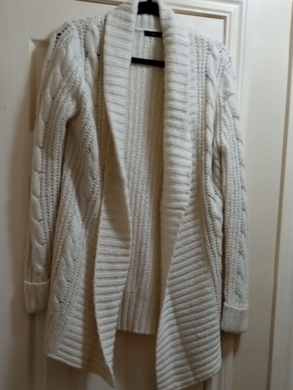 $ 5 >>>George Cream Cable-Knit Open-Front Cardigan